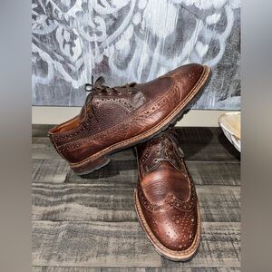 Allen Edmonds Aberdeen Longwing Derbies in textured brown leather SZ 9.5